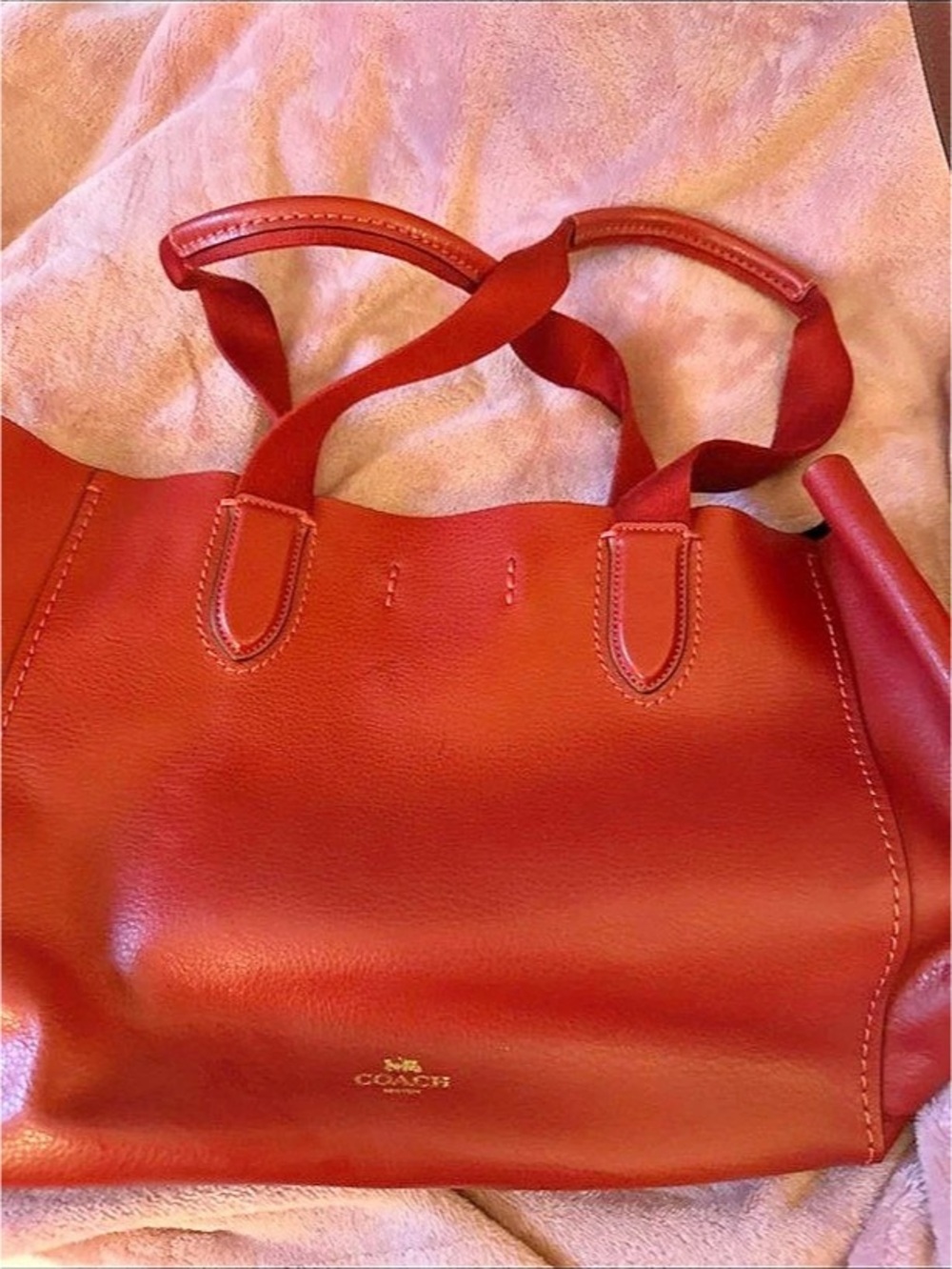 Coach Brooke Carryall F25397 Leather Tote in Red